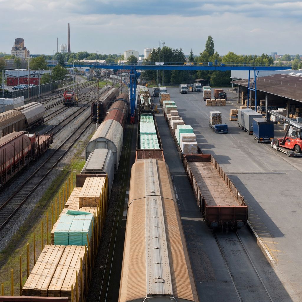 Güterbahnhof Ein Bild zum Thema Güterbahnhof im Transport, Logistik, Mobilität Kontext
