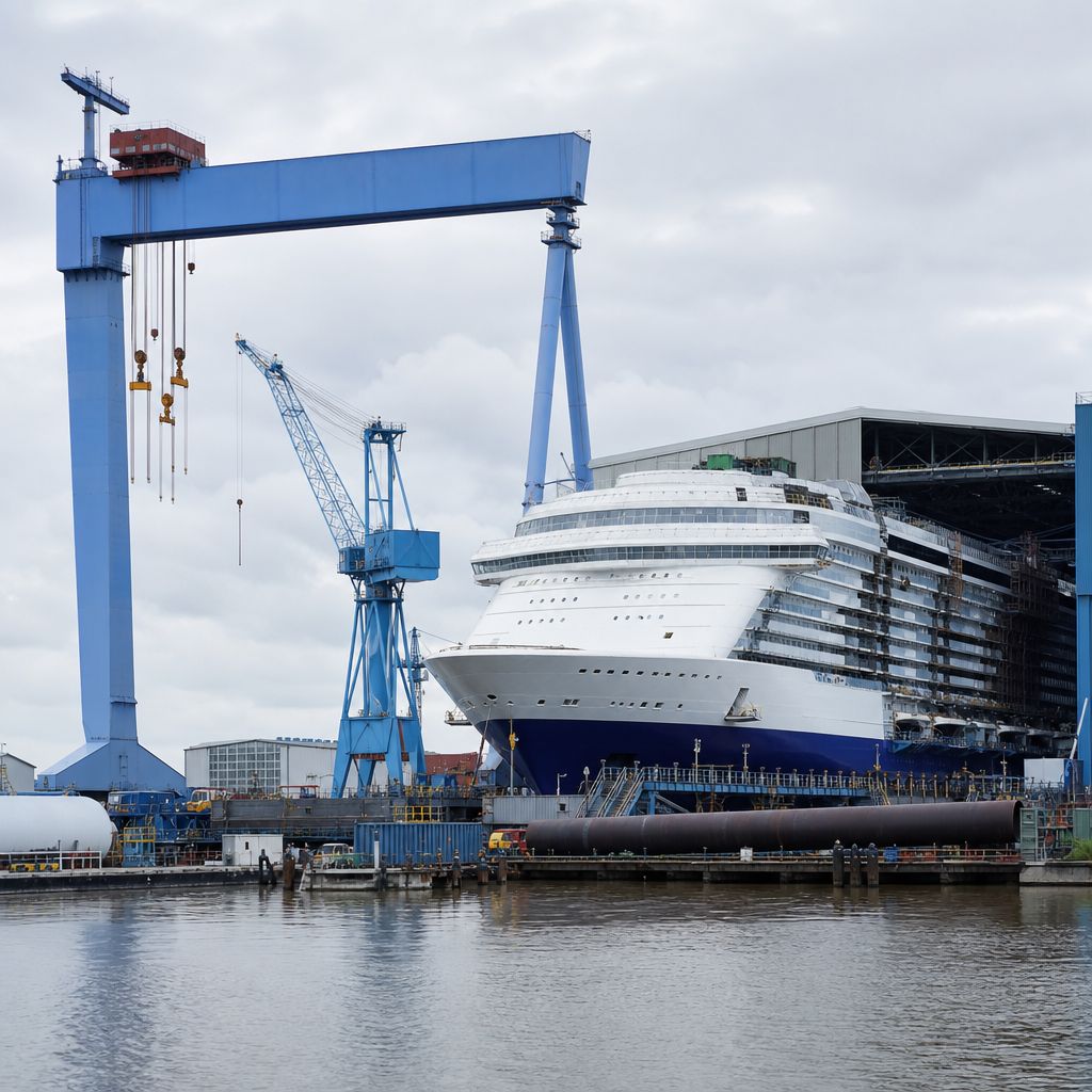 Meyer Werft (Papenburg) Ein Bild zum Thema Meyer Werft (Papenburg) im Transport, Logistik, Mobilität Kontext